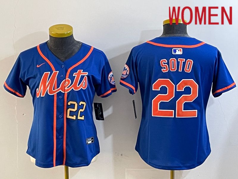 Women New York Mets #22 Soto Blue Game 2024 Nike MLB Jersey style 4